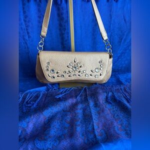 The Sak Rhinestone Embellished and Gold Evening Handbag